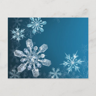 Postal Festiva Fondo del copo de nieve de los Navidades azules
