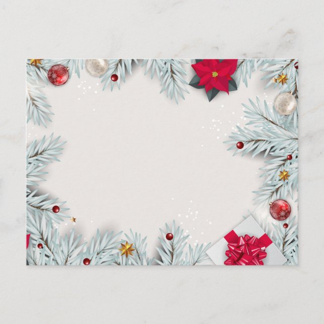 Postal Festiva Fondo del marco de Navidades blancos (Anverso)