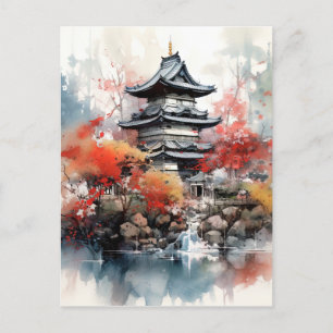 Postal Festiva Fondo del paisaje japonés acuarela