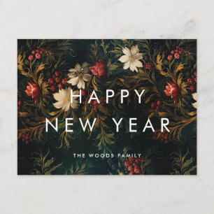 Postal Festiva Fondo minimalista vintage oscuro Feliz Año Nuevo