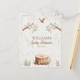 Postal Festiva Fondo personalizado para baby shower Boho Woodland