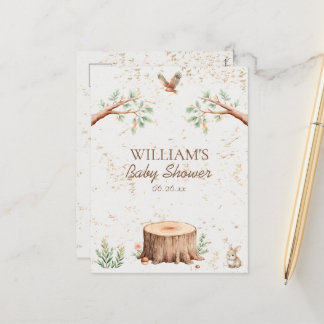 Postal Festiva Fondo personalizado para baby shower Boho Woodland
