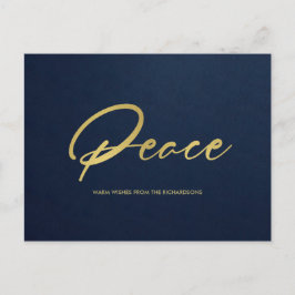 POSTAL FESTIVA FORMAL NAVY FAUX GOLD  MINIMAL CALLIGRAPHY PEACE