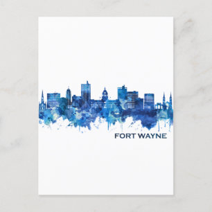 Postal Festiva Fort Wayne Indiana Skyline Blue