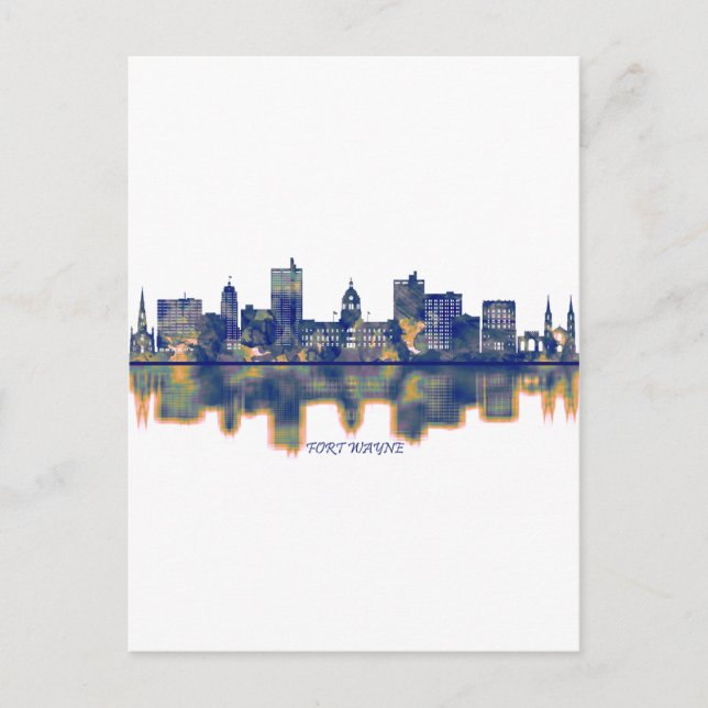 Postal Festiva Fort Wayne Skyline (Anverso)