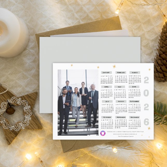 Postal Festiva Foto 2026 Calendar Corporate Business Company (Photo 2026 Calendar Corporate Business Company Holiday Postcard)