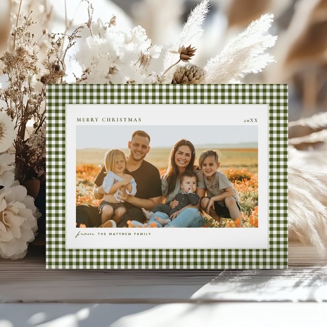 Postal Festiva Foto clásica de la familia de Navidades verdes (Subido por el creador)