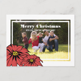 Postal Festiva Foto clásica de vacaciones de Poinsettia