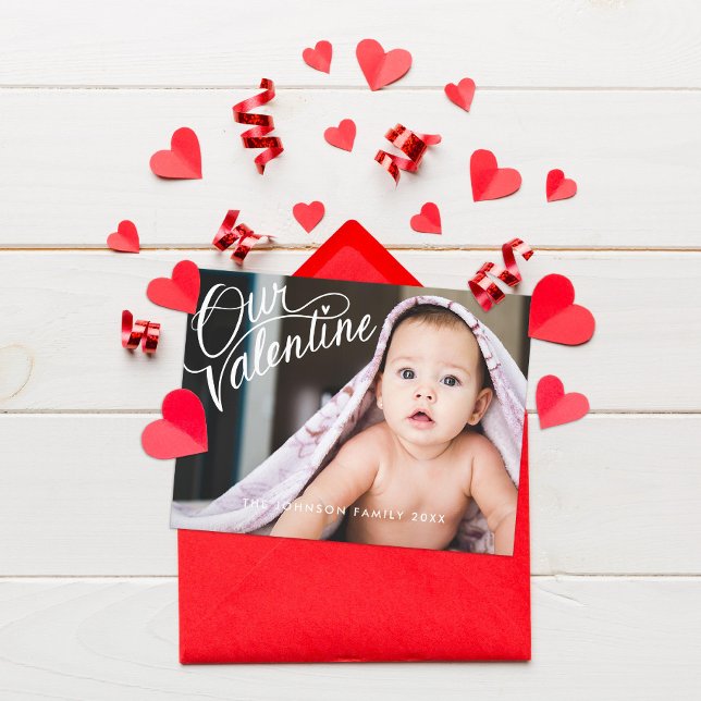 Postal Festiva Foto con letras de mano feliz Día de San Valentín (Subido por el creador)