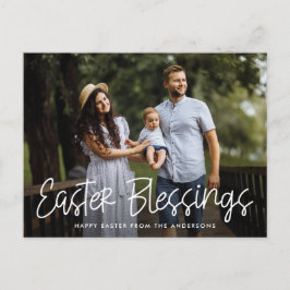 Postal Festiva Foto de Bendiciones de Pascua con Guiones Blancos