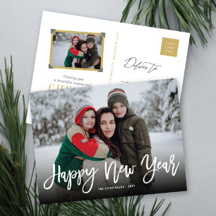 Postal Festiva Foto de caligrafía de guión de broche de Año Nuevo
