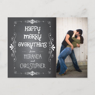 Postal Festiva Foto de Chalkboard Happy Merry Everything Postcard