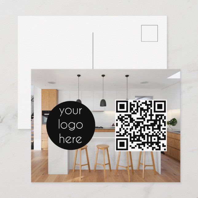 Postal Festiva Foto de código QR promocional de la empresa con lo (Anverso / Reverso)
