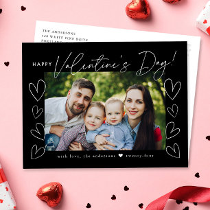 Postal Festiva Foto de El día de San Valentín negro con guión mod