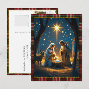 Postal Festiva Foto de escena de la Natividad del Niño Jesús Feli