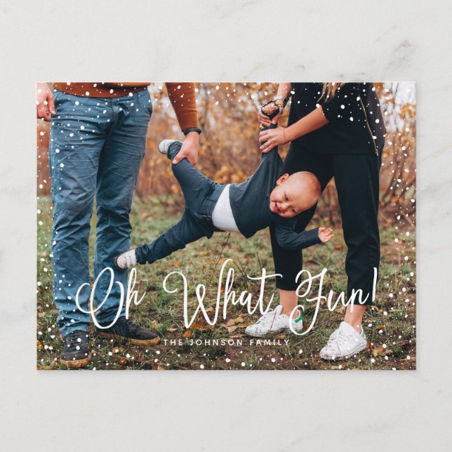 Postal Festiva Foto de escritura de nieve moderna 2 (Anverso)