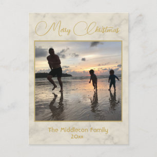 Postal Festiva Foto de familia navidades Elegante Crema de Oro