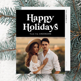Postal Festiva Foto de Felices Fiestas con Tipografía Retro en Ne