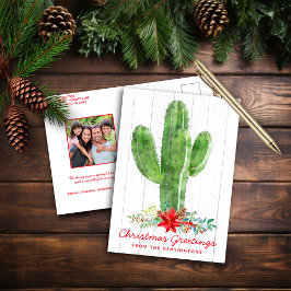 Postal Festiva Foto de feriado de Navidades de Cactus en el desie