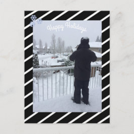 Postal Festiva Foto de feriado en franjas blancas y negras