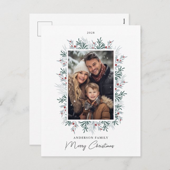 Postal Festiva Foto de follaje de navidades (Anverso / Reverso)