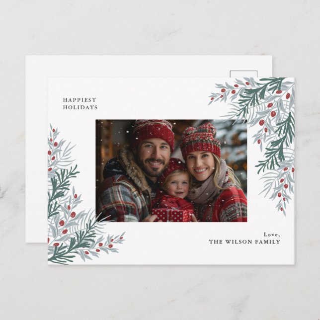 Postal Festiva Foto de follaje de navidades (Anverso / Reverso)