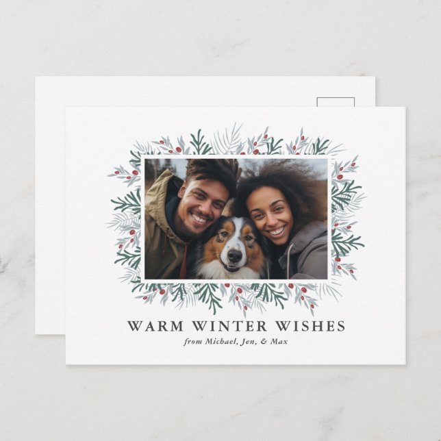 Postal Festiva Foto de follaje de navidades (Anverso / Reverso)