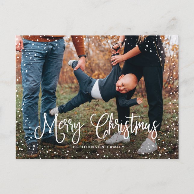 Postal Festiva Foto de guion de nieve moderna 2 (Anverso)