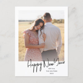 Postal Festiva Foto de guión simple de año nuevo feliz moderno
