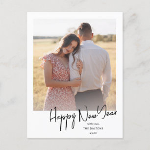 Postal Festiva Foto de guión simple de año nuevo feliz moderno