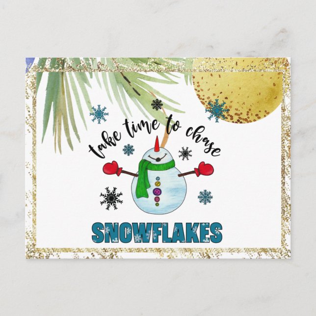 Postal Festiva *~* FOTO de Hombre de Nieve para Navidades de sabo (Anverso)