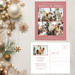 Postal Festiva Foto de Joyeux Noel 5<br><div class="desc">Esta fabulosa postal de 5 festividades fotográficas con "Joyeux Noel!" en una letra moderna y su nombre familiar y año en un original y fresco tipo de letra tradicional, ambos en blanco y rosa rubor, es perfecta para enviarlo a su familia y amigos. ¡A todos les encantará conseguir nuevas fotos...</div>