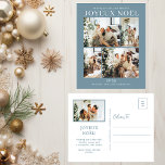 Postal Festiva Foto de Joyeux Noel 5<br><div class="desc">Esta fabulosa postal de 5 festividades fotográficas con "Joyeux Noel!" en un estilo moderno y su nombre familiar y año con un original y fresco tipo de letra tradicional, ambos en blanco sobre azul polvoriento, es perfecta para enviarlo a su familia y amigos. ¡A todos les encantará conseguir nuevas fotos...</div>