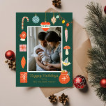 Postal Festiva Foto de la familia Cute de Ornament de Verdor navi<br><div class="desc">Festividades coloridas de fotos familiares en navidades</div>
