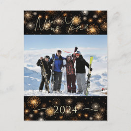 Postal Festiva Foto de la familia de Año Nuevo Feliz