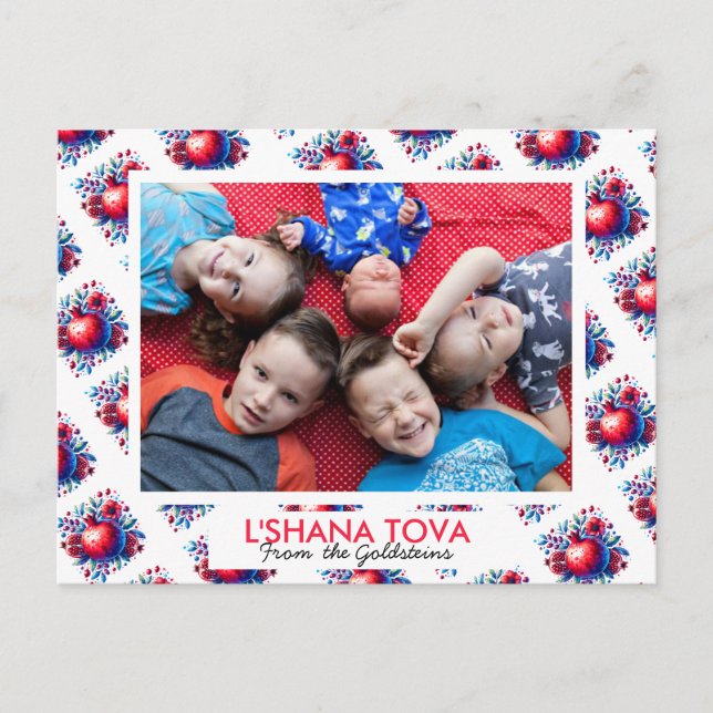 Postal Festiva Foto de la familia de Año Nuevo Judío Rosh Hashana (Anverso)
