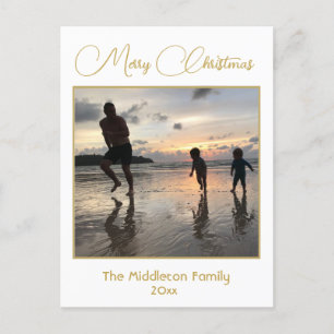 Postal Festiva Foto de la familia navidades Elegant Gold Postcard