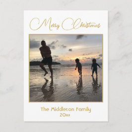 Postal Festiva Foto de la familia navidades Elegant Gold Postcard