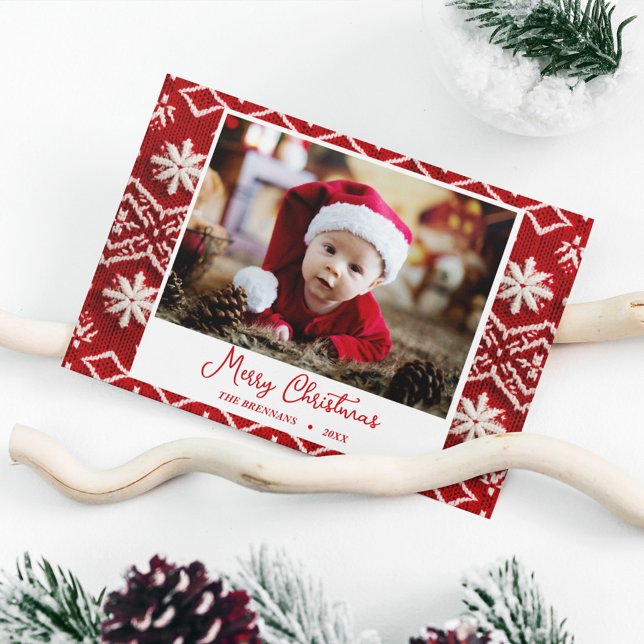 Postal Festiva Foto de la familia navidades elegida (Christmas Family Photo Elegant Holiday Postcard)