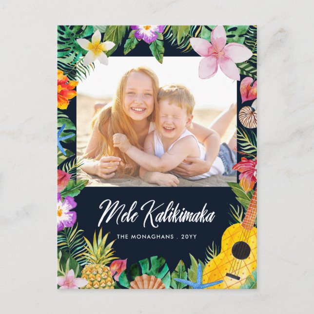 Postal Festiva Foto de los saludos de la isla marina (Anverso)