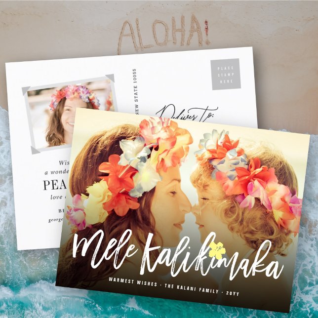 Postal Festiva Foto de Mele Kalikimaka Navidades de escritura de  (Subido por el creador)