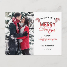 Postal Festiva Foto de Navidades de la pinecona de búfalo