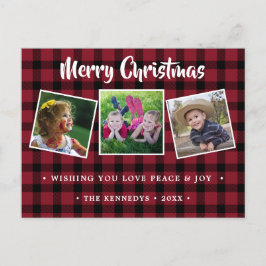 Postal Festiva Foto de Navidades de Red Plaid de Rusia