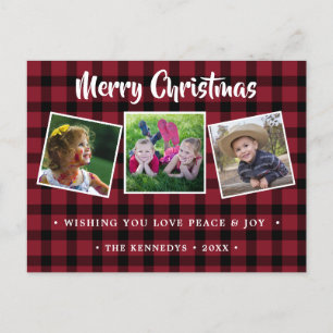 Postal Festiva Foto de Navidades de Red Plaid de Rusia