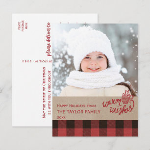 Postal Festiva Foto de Navidades Red Buffalo Plaid