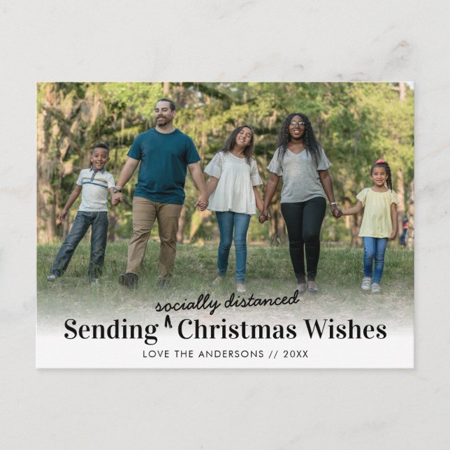 Postal Festiva Foto de Navidades socialmente distanciados (Anverso)