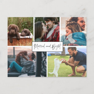 Postal Festiva Foto de pareja recién casada casada y brillante