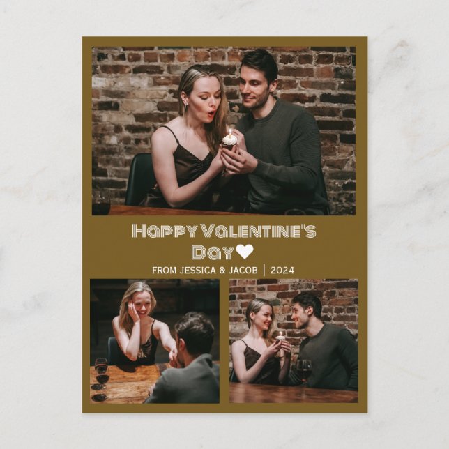 Postal Festiva Foto de pareja simple el día de San Valentín de am (Anverso)