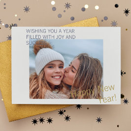 Postal Festiva Foto de Personalizado de Año Nuevo Feliz Moderno