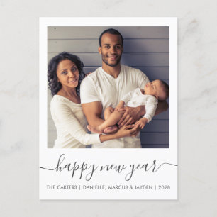 Postal Festiva Foto de personalizado Feliz Año Nuevo Guión gris